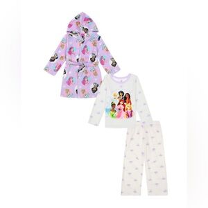 Girls Pajama Set 3 Piece Super Soft Princess Pajamas Shirt, Pants & Robe Size 2T